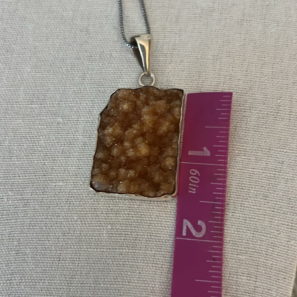 Citrine Druzy and Sterling Silver Pendant - Picture 7 of 11